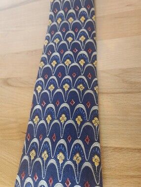 Vintage Lands End Silk Tie Navy Paisley Foulard Preppy Classic Made in USA